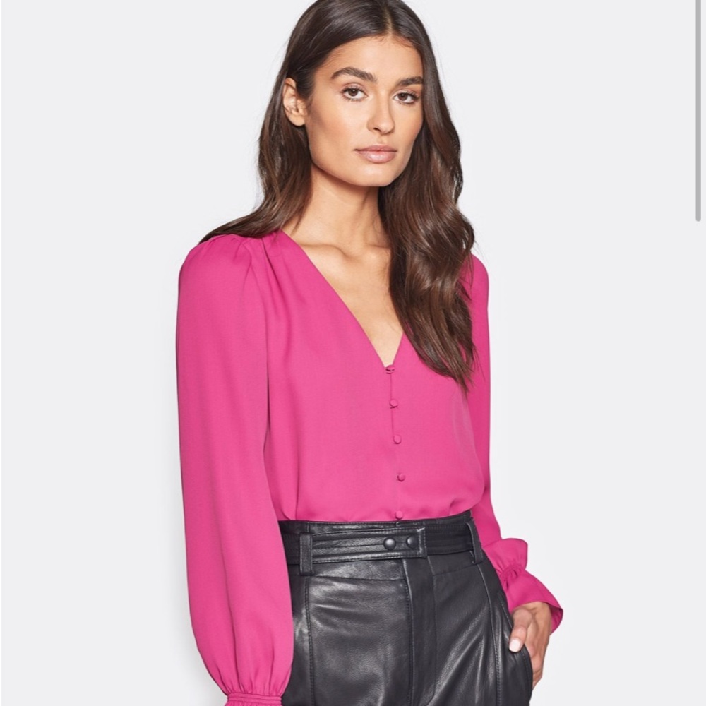 Joie silk pink blouse with puffy sleeves NWT